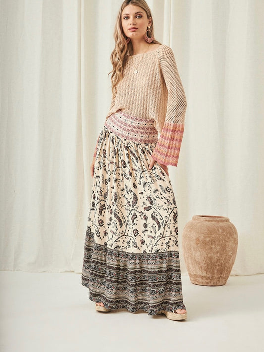 AU.Tami print combination skirt