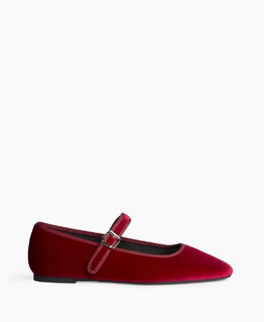 Mary Jane veludo Bordeaux