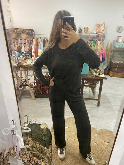Conjunto de punto de lurex azul