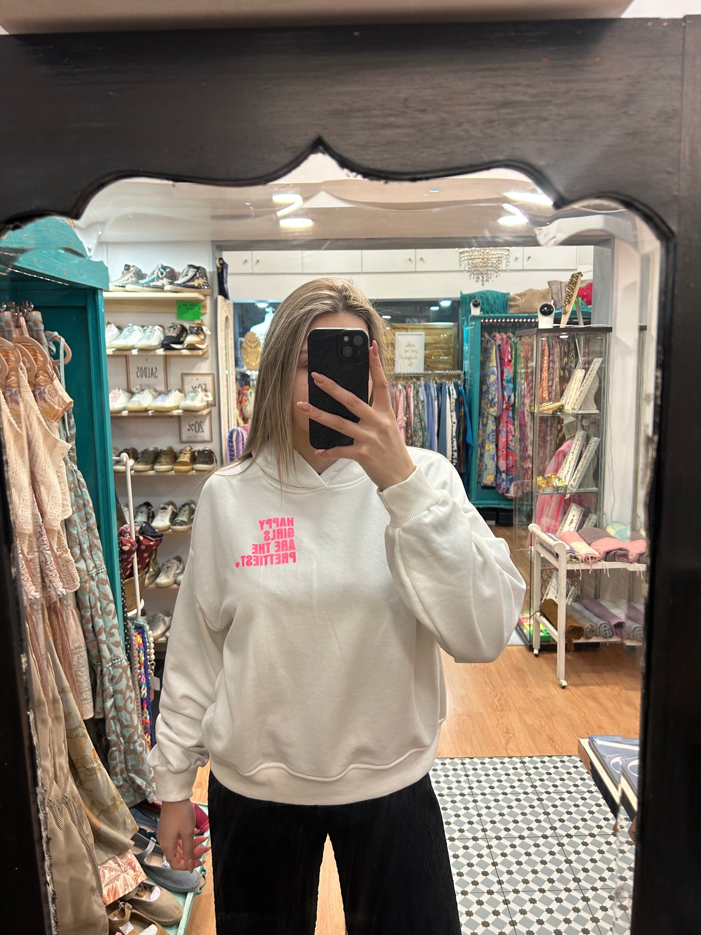 Sweat rosa “Happy Girls are the prettiest”