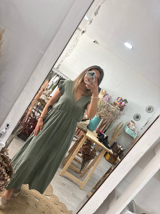 Vestido algodão caqui