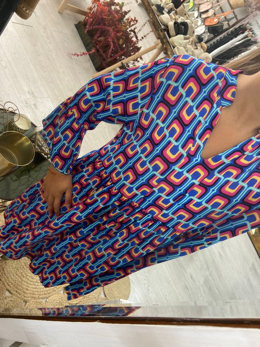Vestido azulão com estampado
