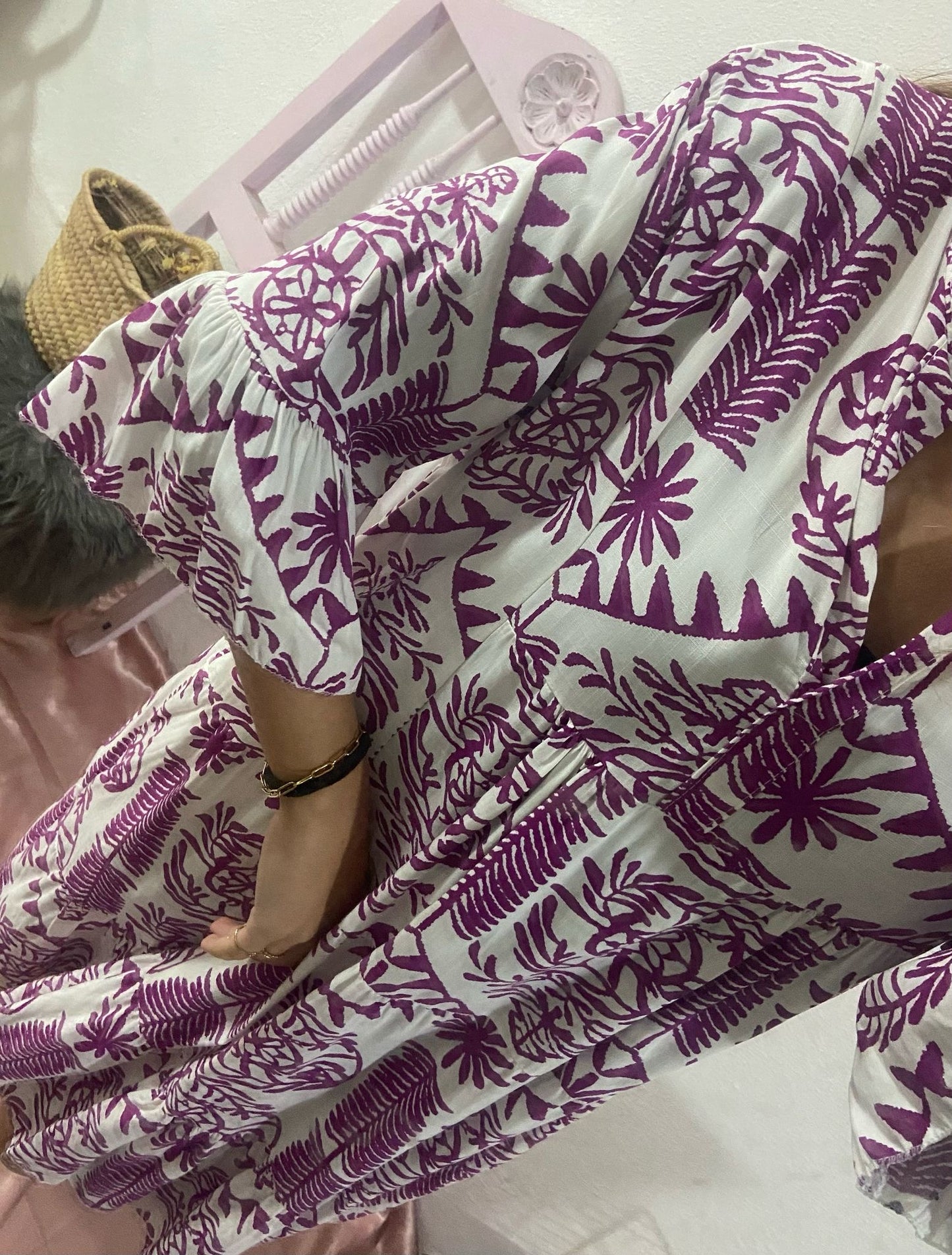 Vestido estampado beringela