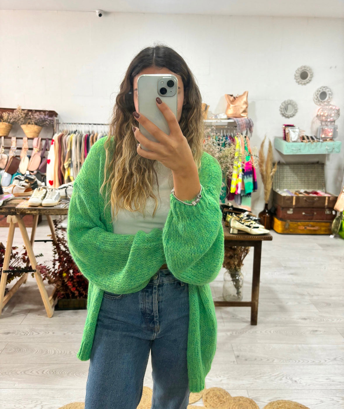 Casaco de malha verde