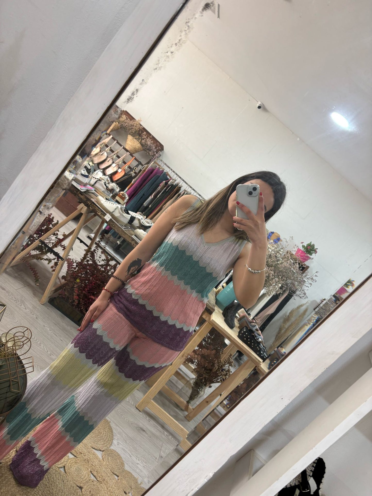 Top zig zag colorido lurex