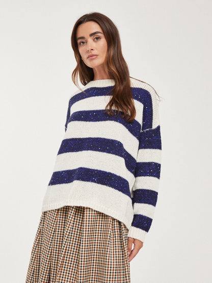 Camisola riscas pretas com lantejoulas