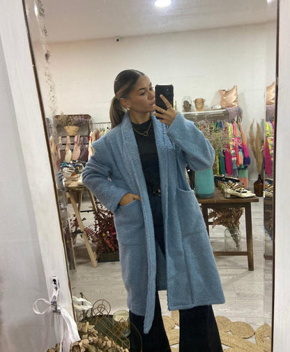 Sobretudo bouclé azul