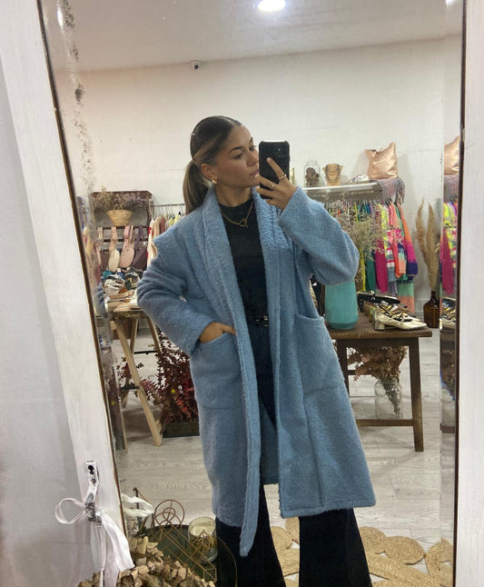 Sobretudo bouclé azul