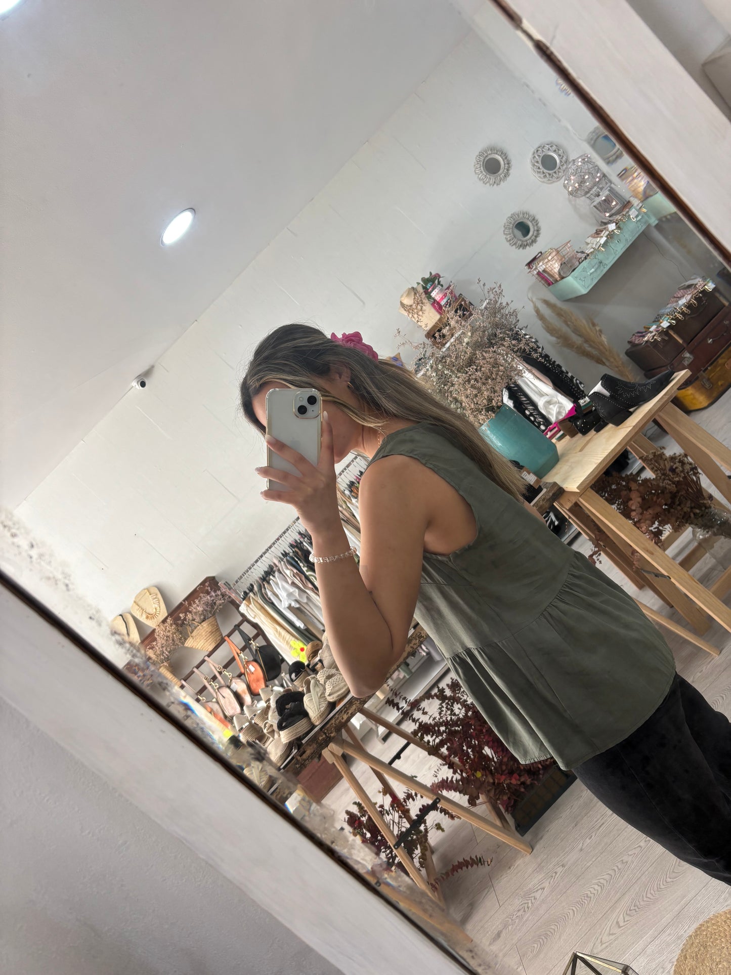 Top em linho caqui