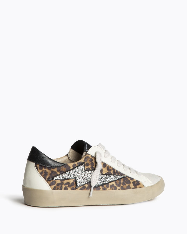 Sapatilhas leopardo raio glitter prata
