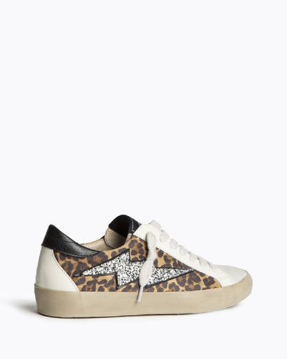 Sapatilhas leopardo raio glitter prata