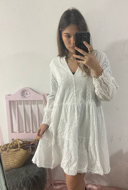 Vestido bordado inglês branco