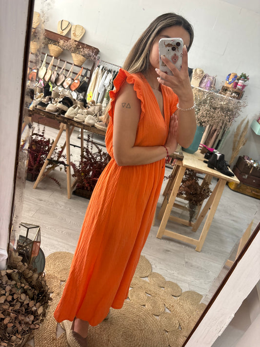 Vestido algodão laranja