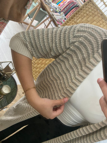Kimono in Khaki, Beige and Lurex knitwear by TS.Kulti
