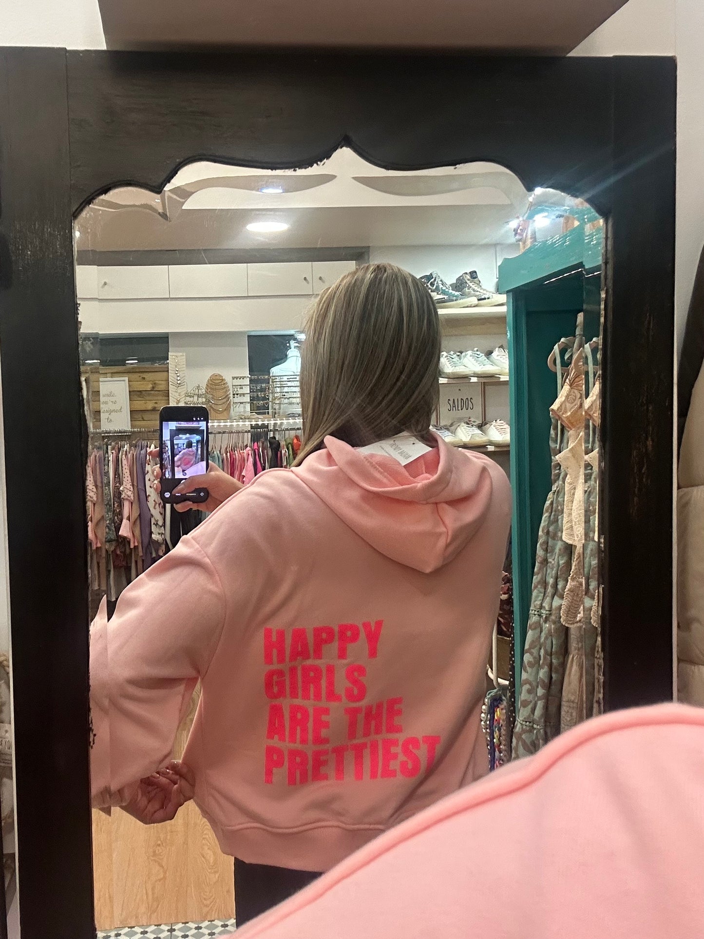 Sweat rosa “Happy Girls are the prettiest”