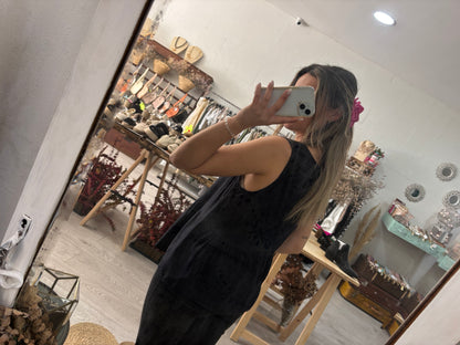 Top em linho caqui