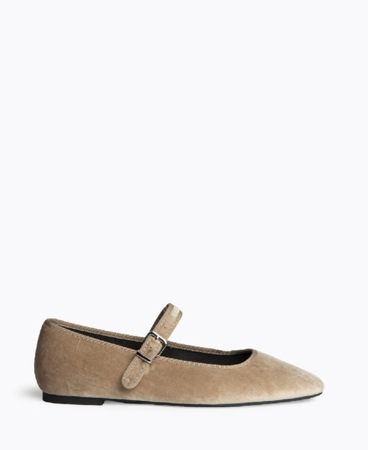 Mary Jane veludo camel