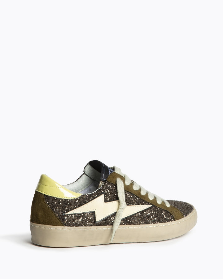 Sapatilhas glitter caqui raio bege