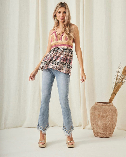 Top de crochet y estampado étnico CS.Hetri