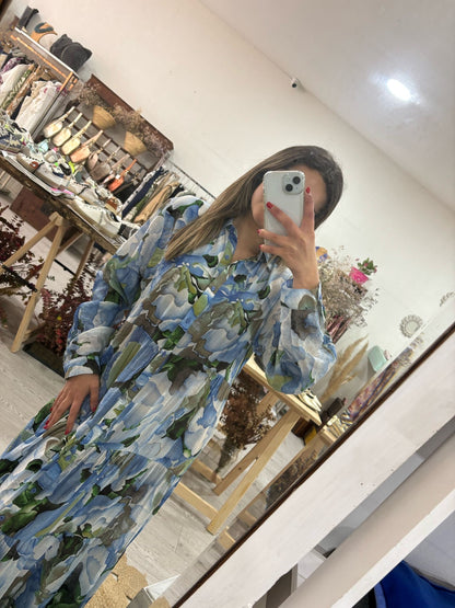 Vestido camiseiro estampado tons de rosa