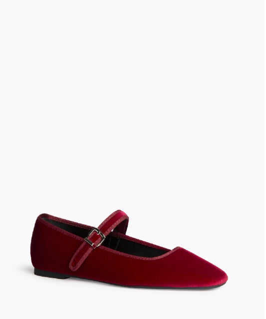Mary Jane veludo Bordeaux