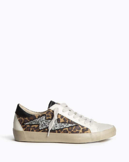 Sapatilhas leopardo raio glitter prata