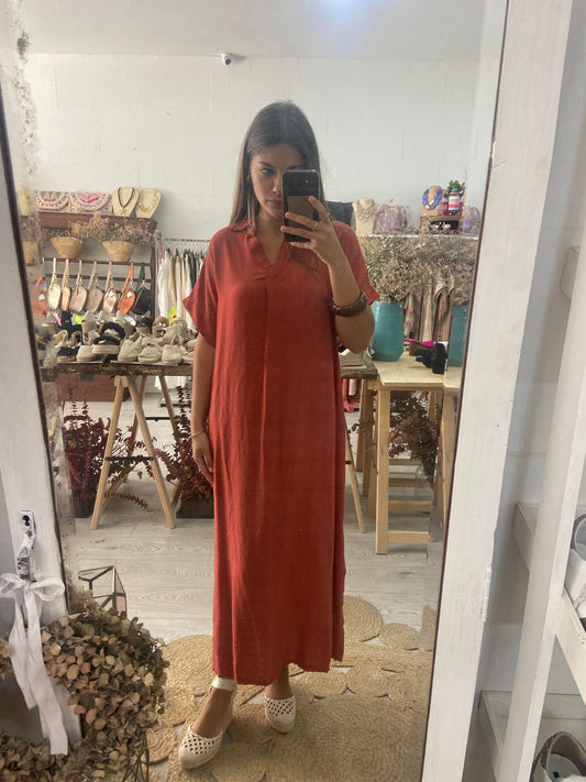 Vestido Kaftan tijolo