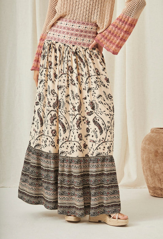 AU.Tami print combination skirt