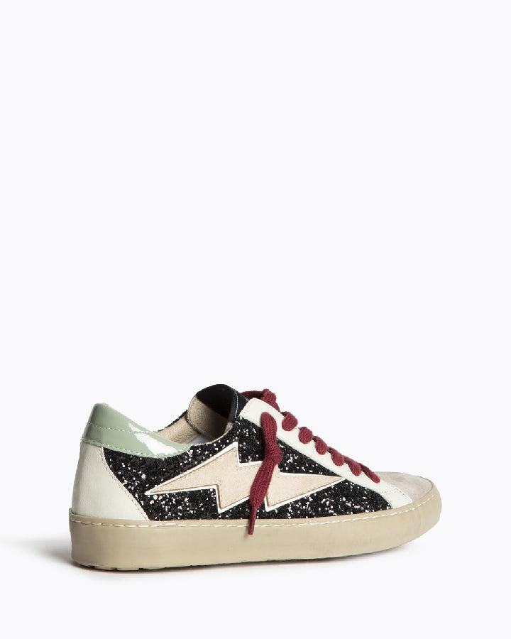 Sapatilhas glitter pretas raio bege