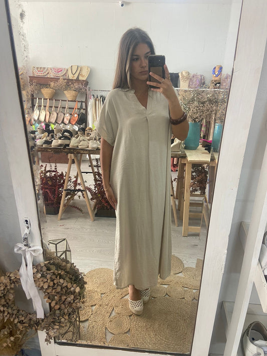 Vestido Kaftan bege