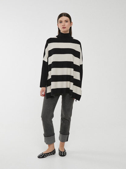 Camisola riscas meia gola