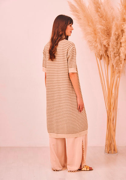 Kimono in Khaki, Beige and Lurex knitwear by TS.Kulti