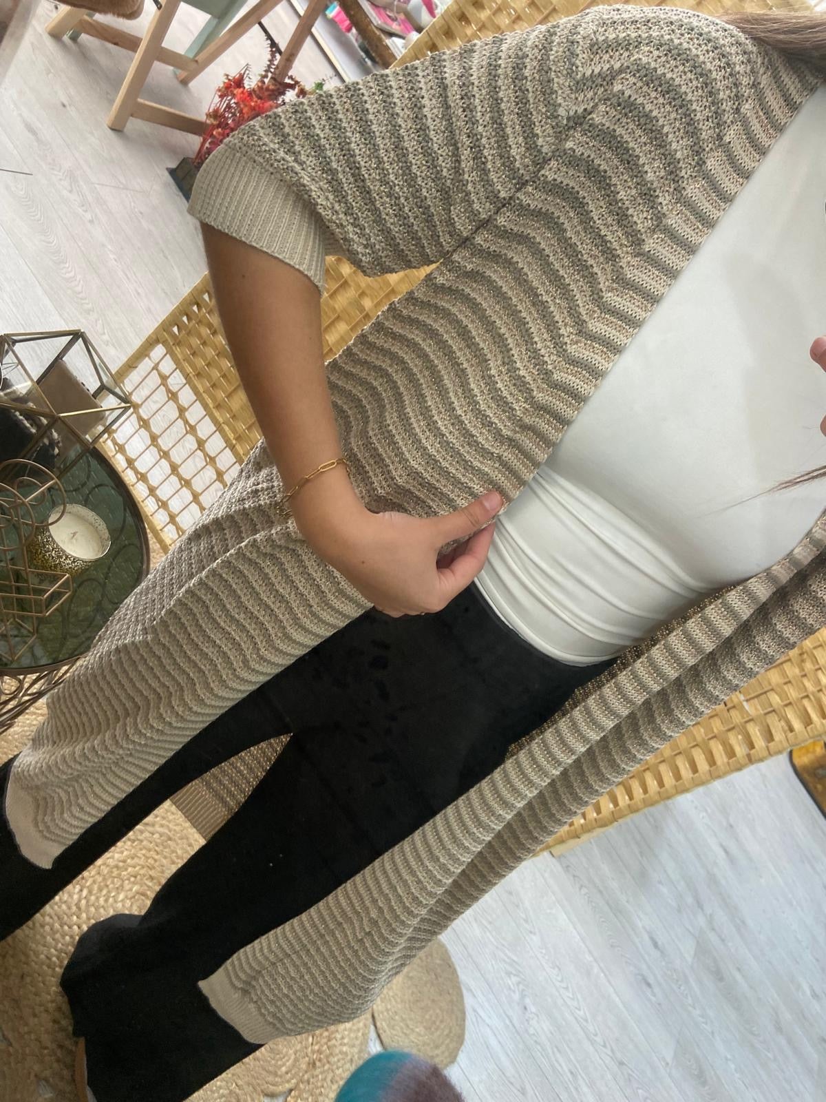 Kimono in Khaki, Beige and Lurex knitwear by TS.Kulti