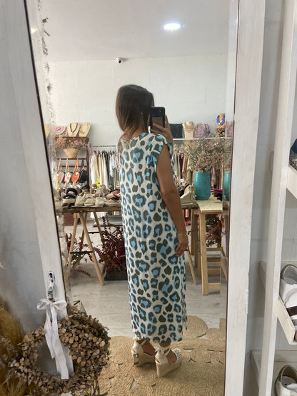 Vestido animal print laranja/rosa