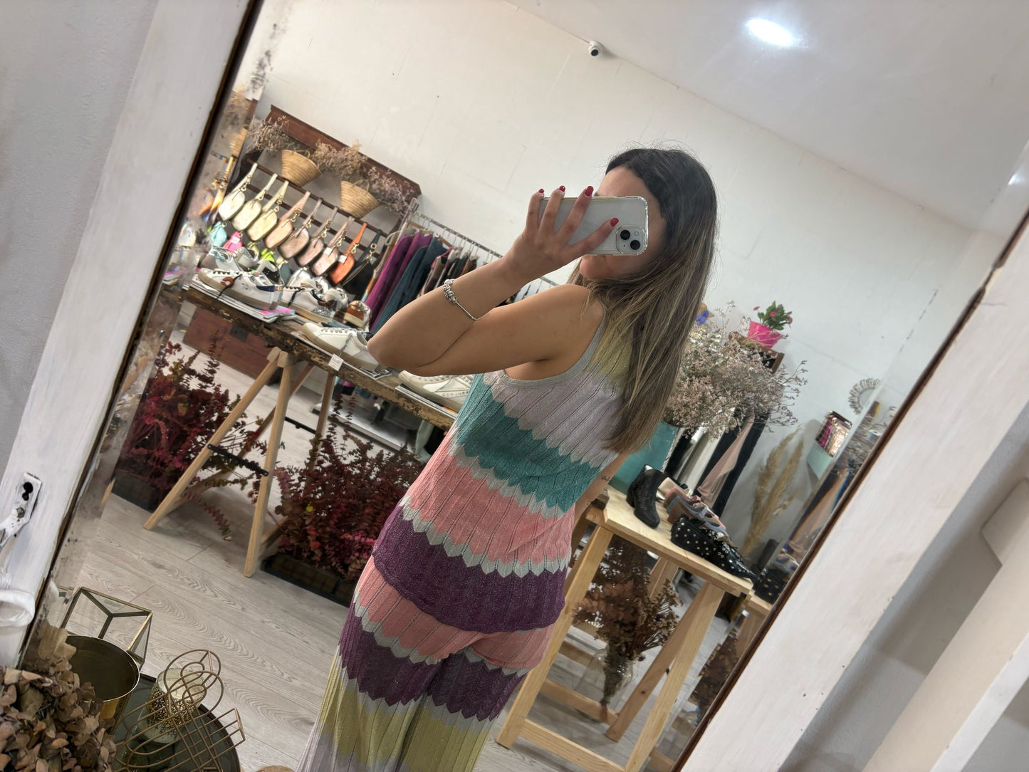Top zig zag colorido lurex