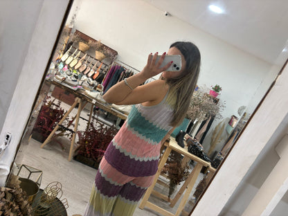 Top zig zag colorido lurex