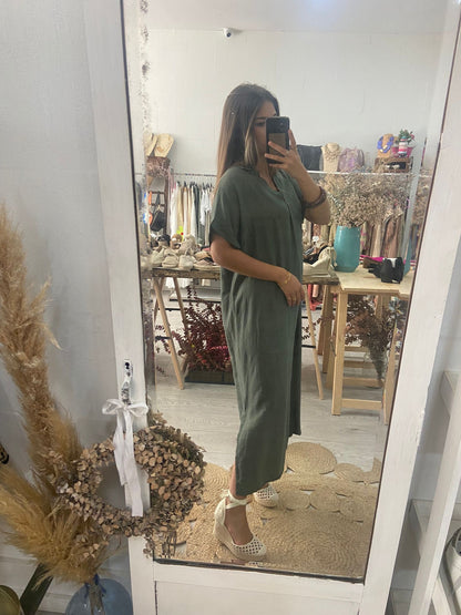 Vestido Kaftan bege