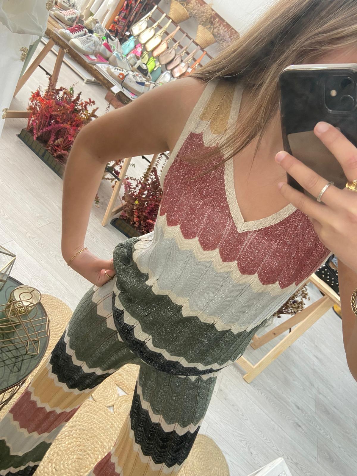Top zig zag colorido lurex