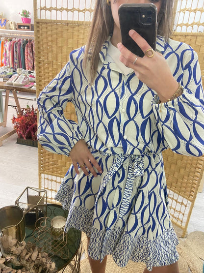 Vestido camiseiro estampado geométrico