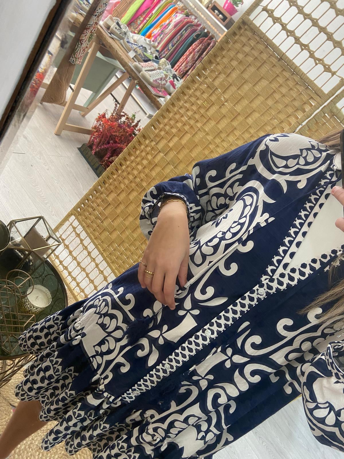 Blue printed dress