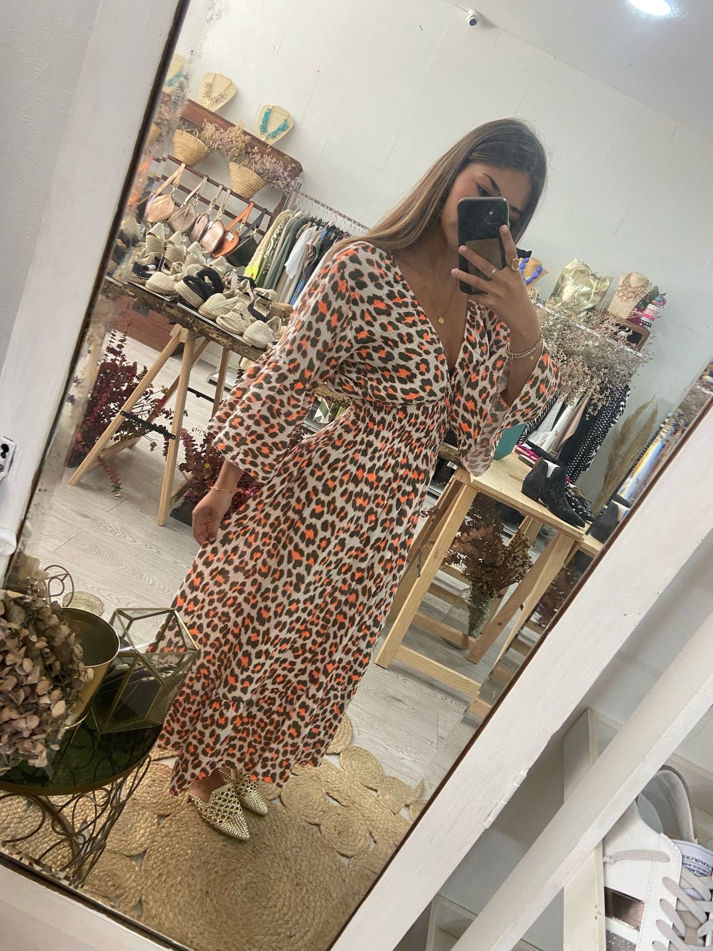 Vestido algodão rosa animal print lilás/amarelo