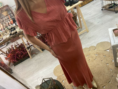 Conjunto top e saia esmeralda
