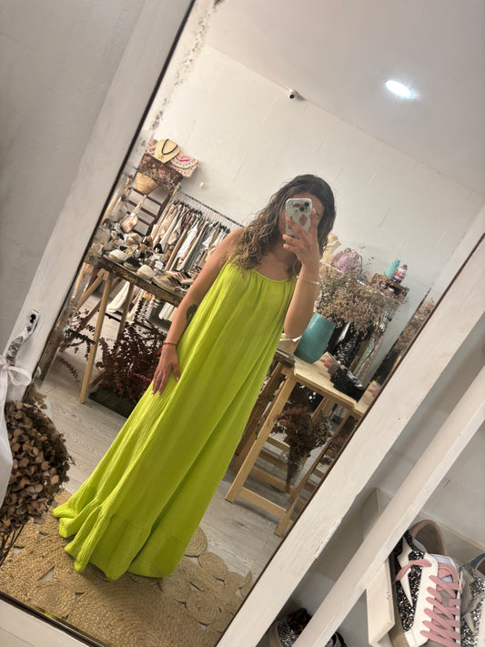 Vestido lima costas abertas