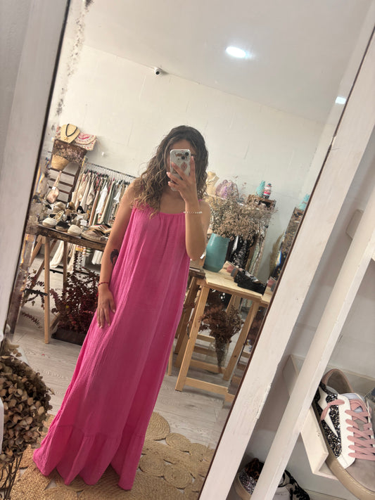 Vestido rosa costas abertas