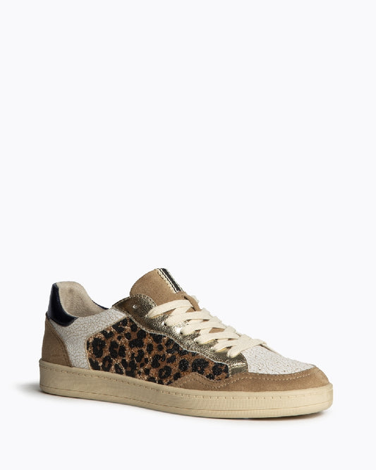 Sapatilhas leopardo glitter oro e camel