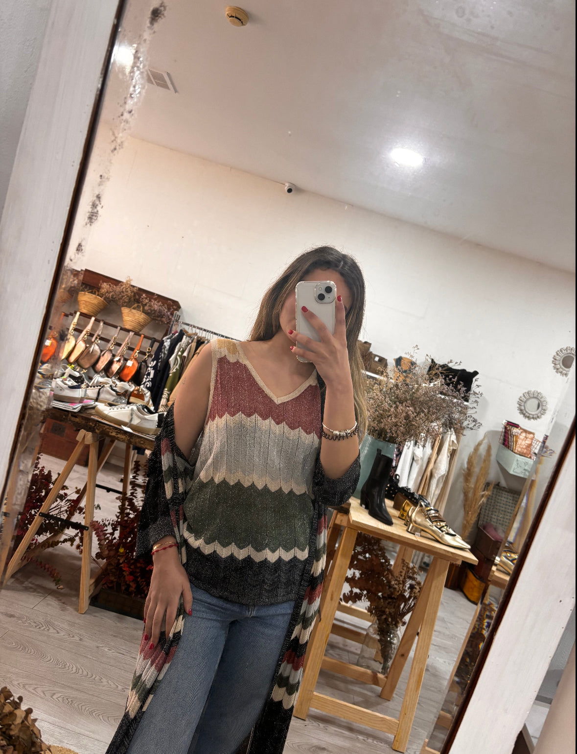 Top zig zag colorido lurex
