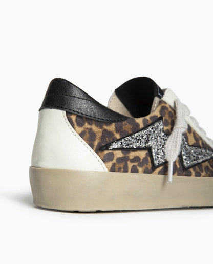 Sapatilhas leopardo raio glitter prata