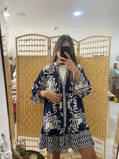 Blue printed dress
