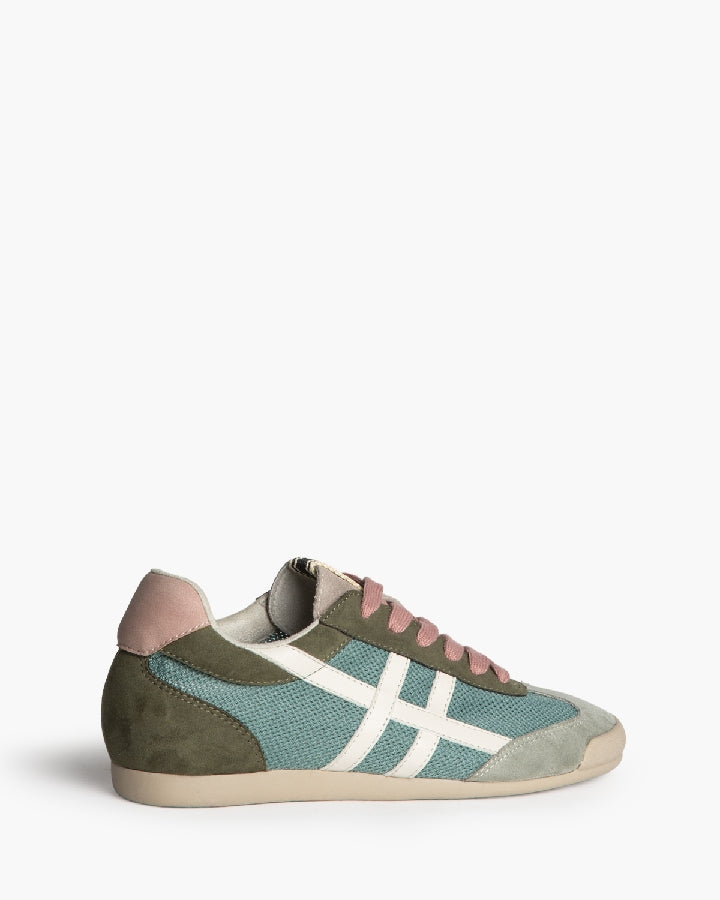 Sapatilhas desportivas perfuradas  verde e rosa