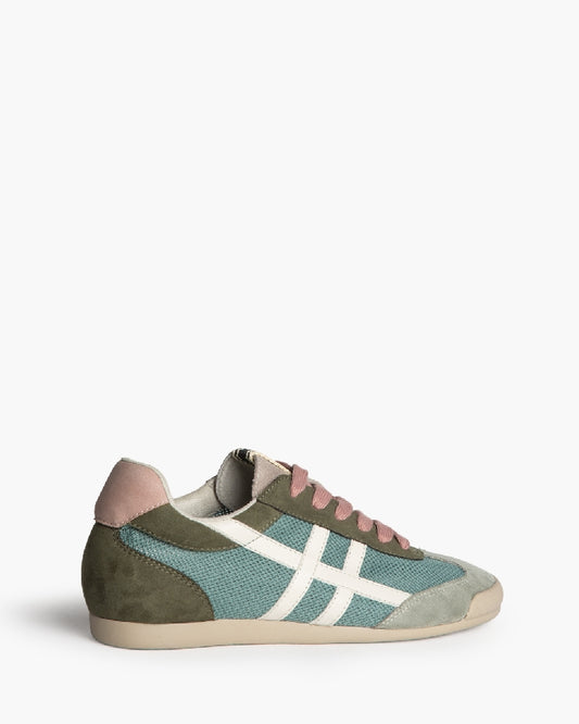 Sapatilhas desportivas perfuradas  verde e rosa